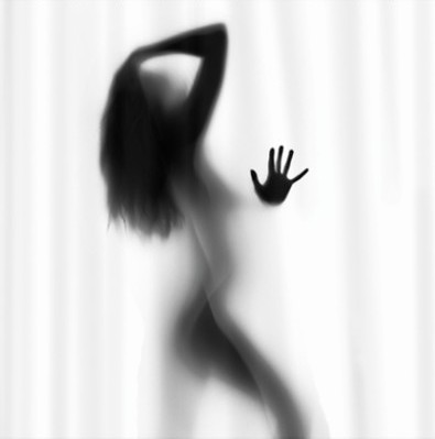 woman_silhouette_shower_curtain
